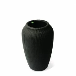 Algreen 24 in. H x 15.5 in. Black 100% Recycled Wicker Polyethylene Self-Watering Planter