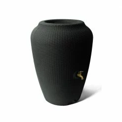 Algreen Wicker 50 Gal. Black Rain Barrel