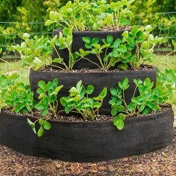 Gardens Alive! 20 in. Dia Strawberry Tiered Patio Grow Tub Planter -Algreen Sales Store black gardens alive raised planter boxes 1367 1f 1000