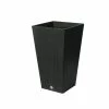 Algreen Valencia Square 14 in. x 24 in. H Black Marble Polystone Planter