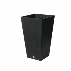 Algreen Valencia Square 14 in. x 24 in. H Black Marble Polystone Planter
