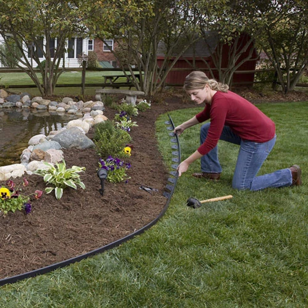 Master Mark Zip Edge 20 ft. Recycled Plastic Landscape Lawn Edging with Sod Pins Black 2 Master Mark Zip Edge 20 ft. Recycled Plastic Landscape Lawn Edging with Sod Pins Black - Image 2