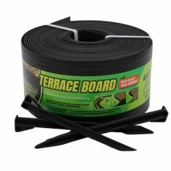 Master Mark Terrace Board 5 in. x 40 ft. Black Landscape Lawn Edging with Stakes