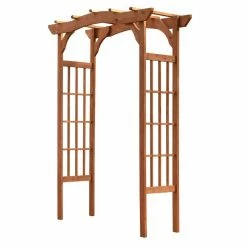 Leisure Season 60 in. W x 24 in. D x 80 in. H Wooden Brown Arbor -Algreen Sales Store brown leisure season arbors wa6180 4f 1000