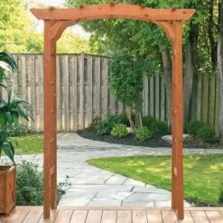 Leisure Season 60 in. W x 24 in. D x 80 in. H Wooden Brown Arbor