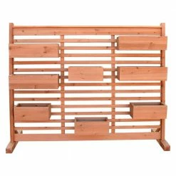 Leisure Season 70 in. W x 21 in. D x 60 in. H Brown Wooden Cedar Vertical Garden Planter Wall -Algreen Sales Store brown leisure season wall planters vgpw7021 1f 1000