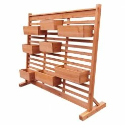Leisure Season 70 in. W x 21 in. D x 60 in. H Brown Wooden Cedar Vertical Garden Planter Wall -Algreen Sales Store brown leisure season wall planters vgpw7021 4f 1000