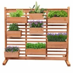 Leisure Season 70 in. W x 21 in. D x 60 in. H Brown Wooden Cedar Vertical Garden Planter Wall