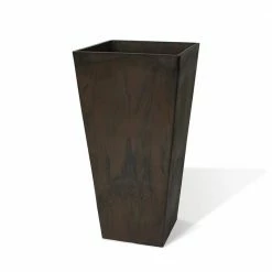 Algreen Valencia 14 in. Square Brown Marble Polystone Planter