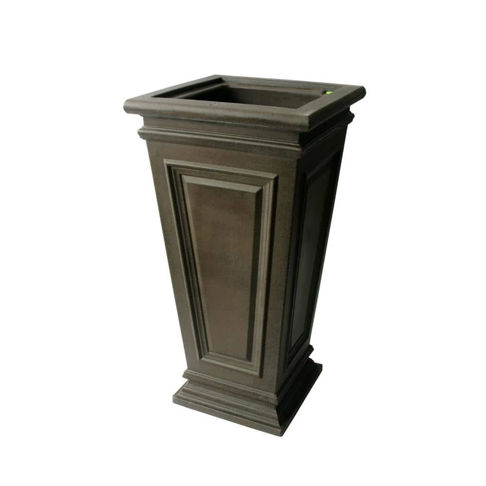 Algreen 27 in. H x 14 in. W Brownstone Tall Square Taper Covington Polyethylene Plastic Self-Watering Planter 1 Algreen 27 in. H x 14 in. W Brownstone Tall Square Taper Covington Polyethylene Plastic Self-Watering Planter