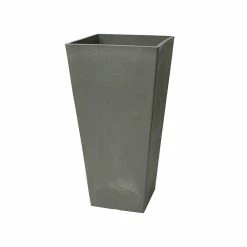 Algreen Valencia 16 in. Square Charcoal Polystone Planter
