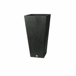 Algreen Valencia Square 16 in. x 32 in. H Black Marble Polystone Planter