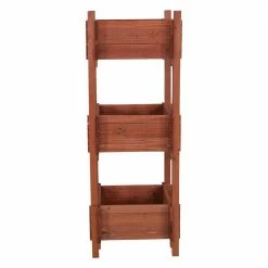 Leisure Season 18 in. W x 47 in. H Wooden 3-Tier Planter Box -Algreen Sales Store crafted of solid wood harvested from the cypress tree family with decay resistance similar to wester leisure season planter boxes pb2021 1f 1000