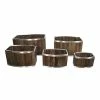 Leisure Season 14 in. x 24 in. Oval Dark Brown Wooden Planter Box with Stainless Steel Trim