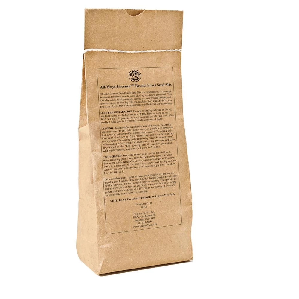 Gardens Alive! 6 lbs. All-Ways Greener Grass Seed Mixture 2 Gardens Alive! 6 lbs. All-Ways Greener Grass Seed Mixture - Image 2