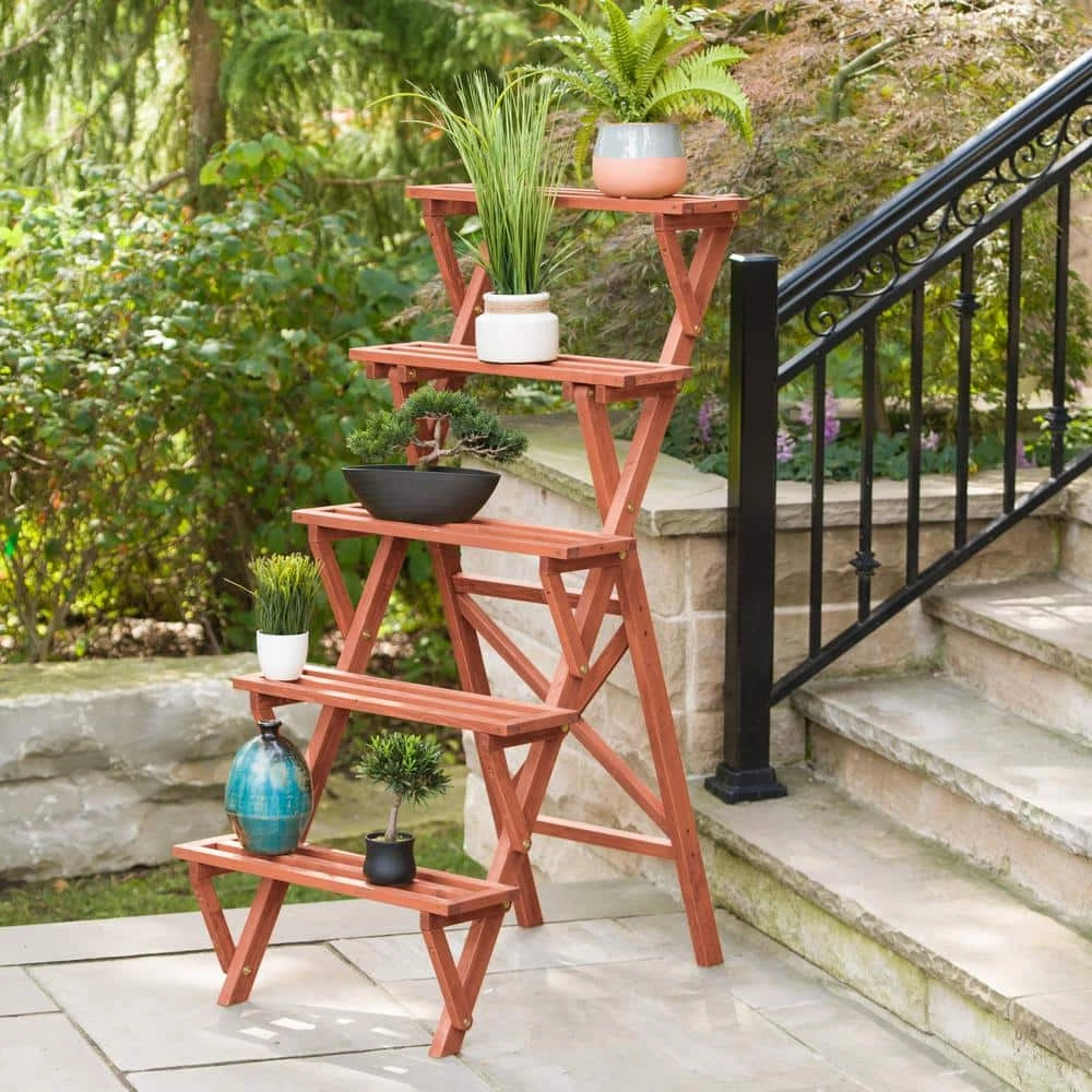 Leisure Season Wooden Plant Stand (5-Tier) 1 Leisure Season Wooden Plant Stand (5-Tier)