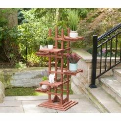 Leisure Season 29 in. W x 60 in. H 6-Tier Wooden Pedestal Plant Stand