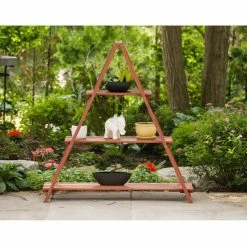 Leisure Season 53 in. W x 48 in. H Wooden Ladder Plant Stand