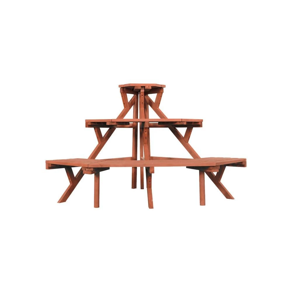 Leisure Season 38 in. x 24 in. Medium Brown Solid Wood 3-Tier Quarter Round Plant Stand 3 Leisure Season 38 in. x 24 in. Medium Brown Solid Wood 3-Tier Quarter Round Plant Stand - Image 3