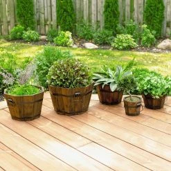 Leisure Season Barrel Style 15 in. W x 15 in. D x 9 in. H Octagonal Wooden Brown Planters (5-Pack) 11 Leisure Season Barrel Style 15 in. W x 15 in. D x 9 in. H Octagonal Wooden Brown Planters (5-Pack) -Algreen Sales Store medium brown leisure season plant pots bocp503 31 1000