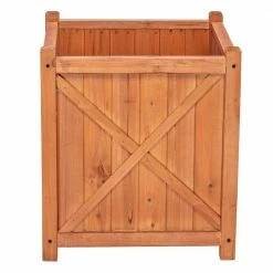 Leisure Season Cambridge 16 in. W x 16 in. D x 18 in. H Square Wooden Brown Planter