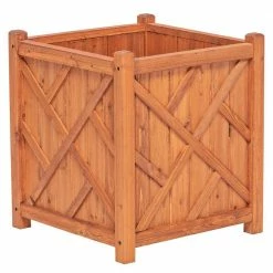 Leisure Season Lancaster 16 in. W x 16 in. D x 18 in. H Square Wooden Brown Planter -Algreen Sales Store medium brown leisure season plant pots chsp505 44 1000