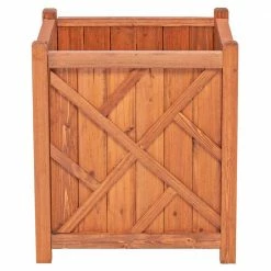 Leisure Season Lancaster 16 in. W x 16 in. D x 18 in. H Square Wooden Brown Planter