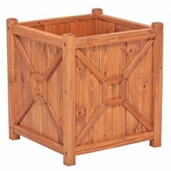Leisure Season Chester 16 in. W x 16 in. D x 18 in. H Square Wooden Brown Planter