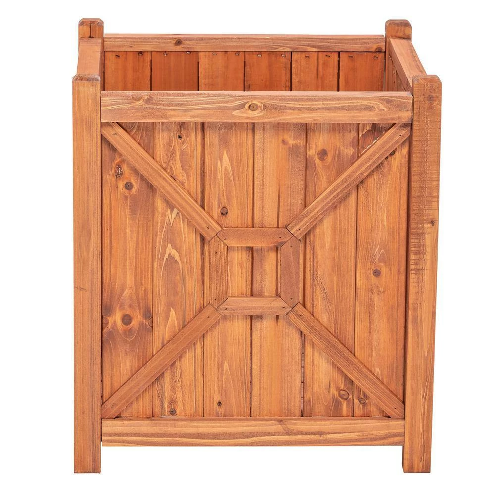 Leisure Season Chester 16 in. W x 16 in. D x 18 in. H Square Wooden Brown Planter 6 Leisure Season Chester 16 in. W x 16 in. D x 18 in. H Square Wooden Brown Planter - Image 6