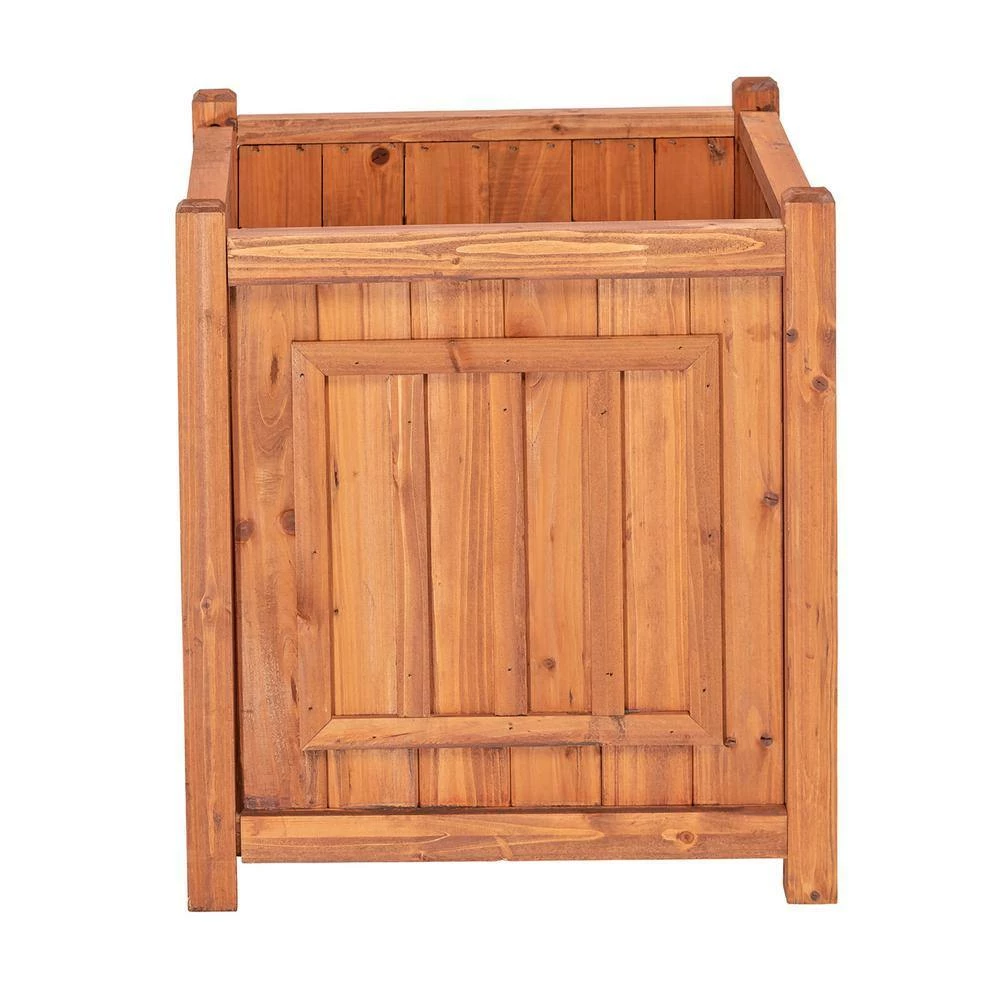 Leisure Season Kensington 16 in. W x 16 in. D x 18 in. H Square Wooden Brown Planter 4 Leisure Season Kensington 16 in. W x 16 in. D x 18 in. H Square Wooden Brown Planter - Image 4