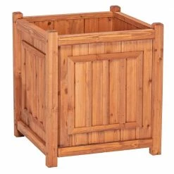 Leisure Season Kensington 16 in. W x 16 in. D x 18 in. H Square Wooden Brown Planter