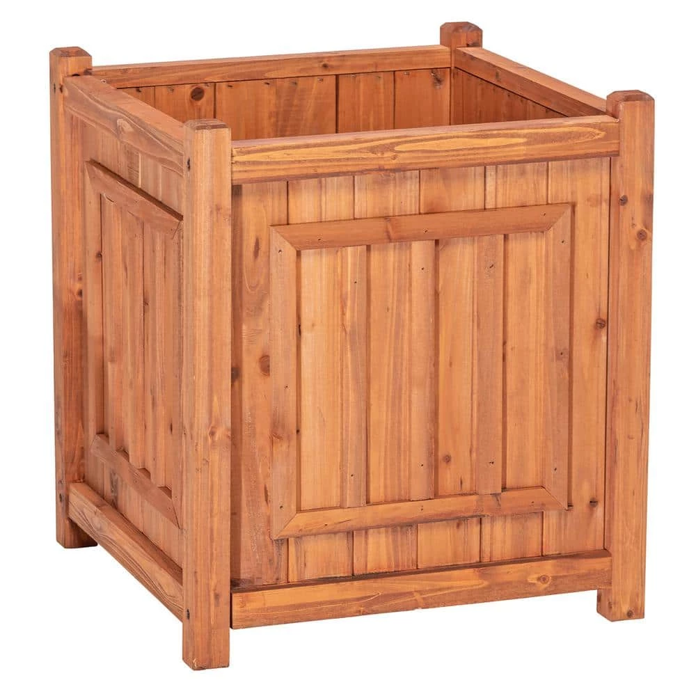 Leisure Season Kensington 16 in. W x 16 in. D x 18 in. H Square Wooden Brown Planter 1 Leisure Season Kensington 16 in. W x 16 in. D x 18 in. H Square Wooden Brown Planter