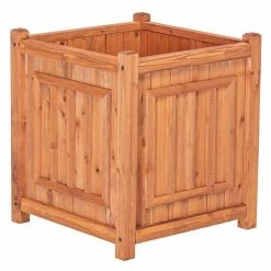 Leisure Season Kensington 16 in. W x 16 in. D x 18 in. H Square Wooden Brown Planter 11 Leisure Season Kensington 16 in. W x 16 in. D x 18 in. H Square Wooden Brown Planter -Algreen Sales Store medium brown leisure season plant pots chsp711 fa 1000