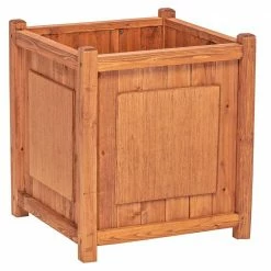 Leisure Season Preston 16 in. W x 16 in. D x 18 in. H Square Wooden Brown Planter -Algreen Sales Store medium brown leisure season plant pots chsp808 fa 1000