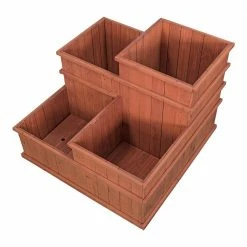 Leisure Season Wooden Multi Level Planter -Algreen Sales Store medium brown leisure season plant pots mlp3232 fa 1000