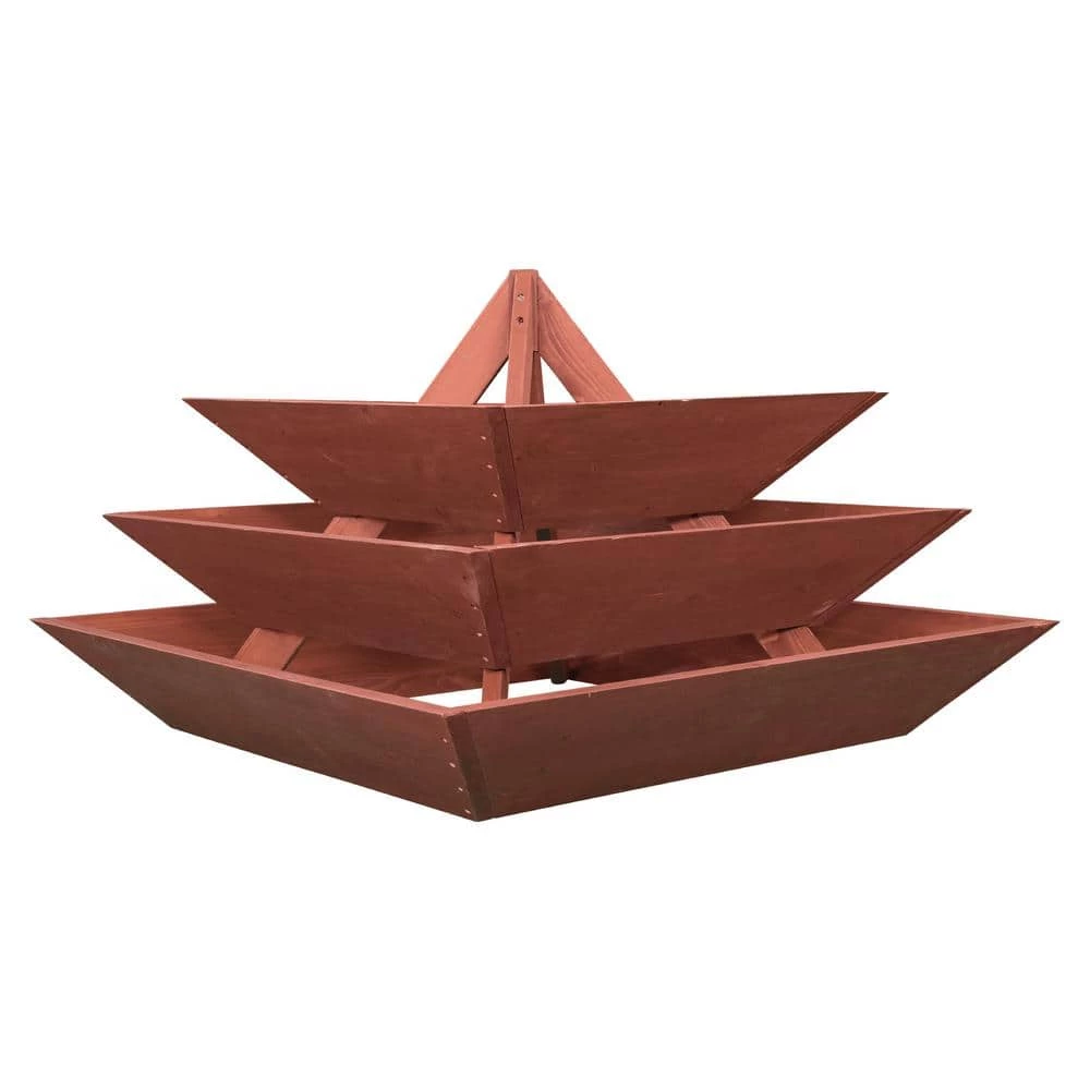 Leisure Season Wooden 3-Tier Pyramid Planter 4 Leisure Season Wooden 3-Tier Pyramid Planter - Image 4