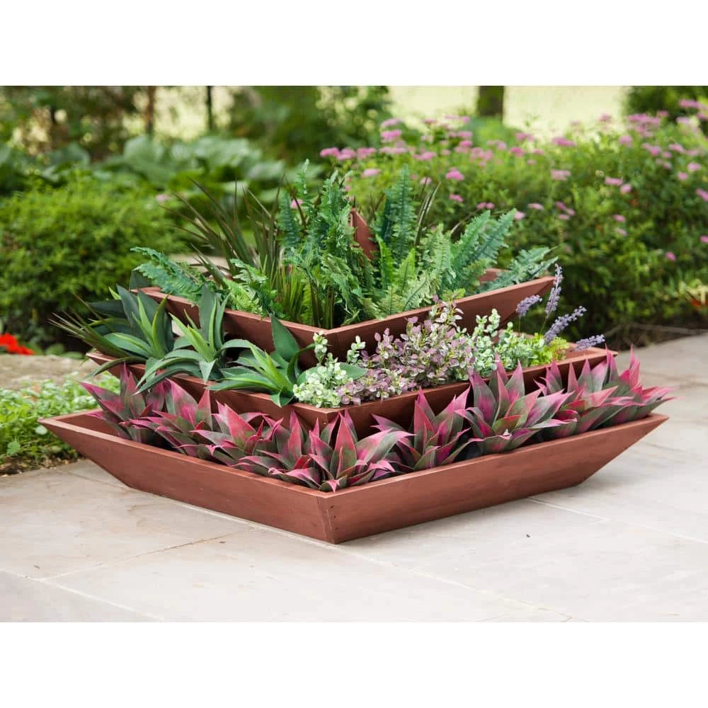 Leisure Season Wooden 3-Tier Pyramid Planter 1 Leisure Season Wooden 3-Tier Pyramid Planter
