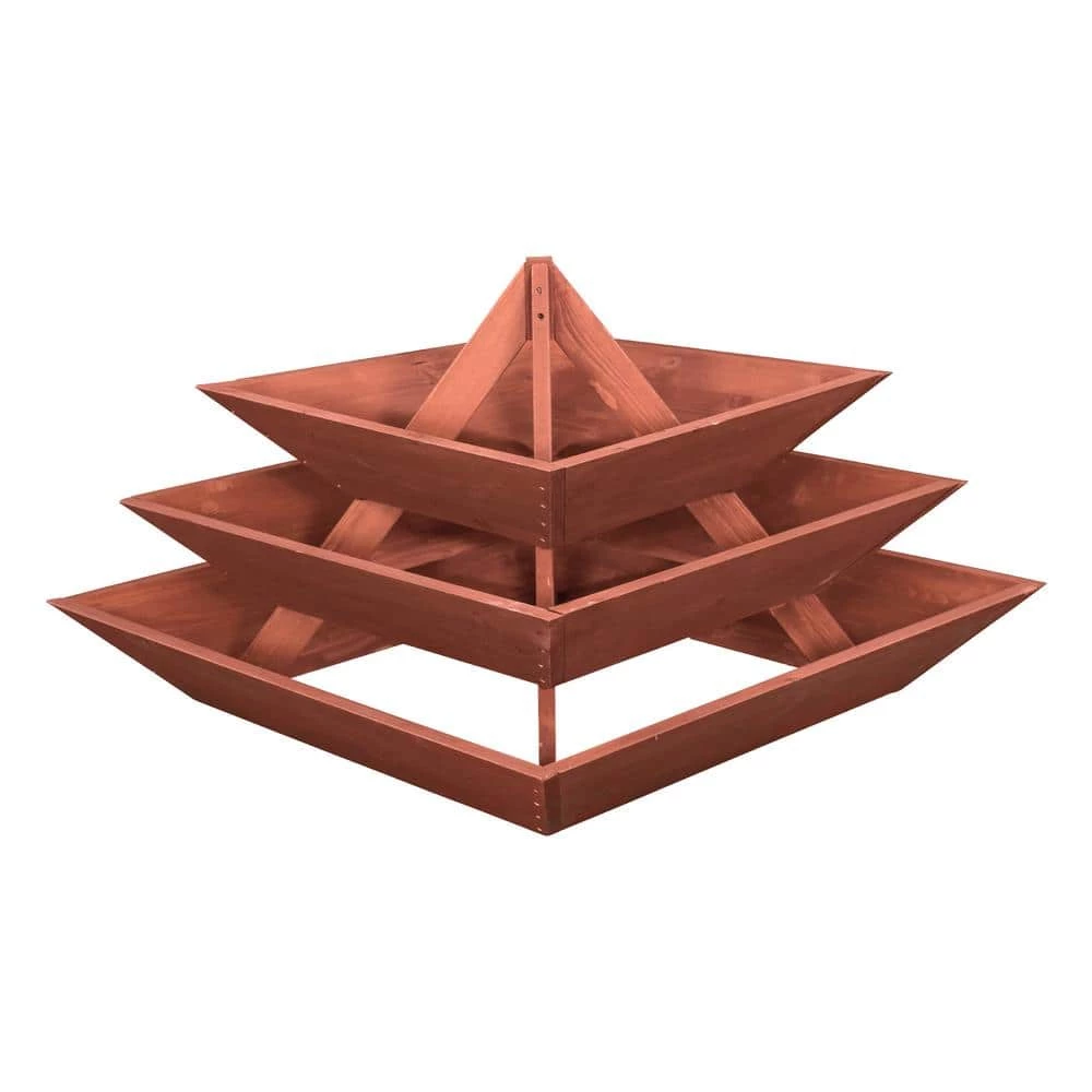 Leisure Season Wooden 3-Tier Pyramid Planter 2 Leisure Season Wooden 3-Tier Pyramid Planter - Image 2