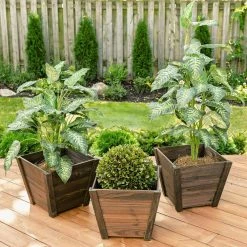 Leisure Season Tapered 16 in. W x 16 in. D x 13 in. H Wooden Brown Planters (3-Pack) -Algreen Sales Store medium brown leisure season plant pots trp121l 31 1000