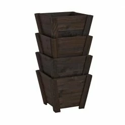 Leisure Season Tapered 12 in. W x 12 in. D x 10 in. H Wooden Brown Planters (4-Pack) 12 Leisure Season Tapered 12 in. W x 12 in. D x 10 in. H Wooden Brown Planters (4-Pack) -Algreen Sales Store medium brown leisure season plant pots trp121s 76 1000