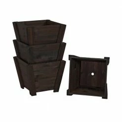 Leisure Season Tapered 12 in. W x 12 in. D x 10 in. H Wooden Brown Planters (4-Pack) 11 Leisure Season Tapered 12 in. W x 12 in. D x 10 in. H Wooden Brown Planters (4-Pack) -Algreen Sales Store medium brown leisure season plant pots trp121s fa 1000