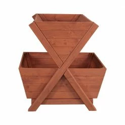 Leisure Season Wooden 2-Tier Planter Box -Algreen Sales Store medium brown leisure season planter boxes pb3233 1f 1000