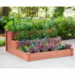 Leisure Season 48 in. x 21 in. Medium Brown Solid Wood 3-Tier Raised Garden Bed