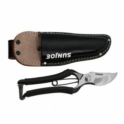Nisaku Carbon Steel Pruner/Secateurs with Genuine Leather Holster and Non-Slip Grip