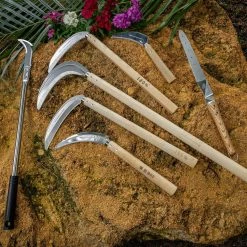 Nisaku 7 in. Grass Sickle Wooden Handle -Algreen Sales Store nisaku weeders njp130 fa 1000