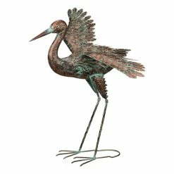 Regal Art & Gift 32 in. Green Patina Crane - Wing Out