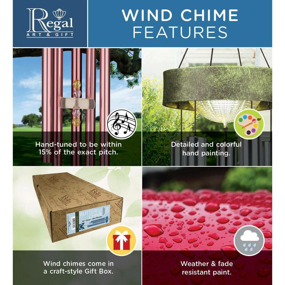 Regal Art & Gift 32 in. Agate Chime in Blue 2 Regal Art & Gift 32 in. Agate Chime in Blue - Image 2