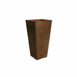 Algreen Acerra 13 in. x 25 in. H Rust Square Taper Planter