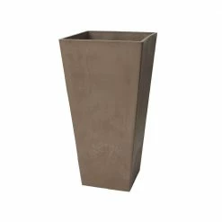 Algreen Valencia 16 in. Square Taupe Polystone Planter