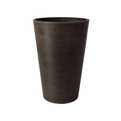 Algreen Valencia 16 in. Round Textured Brown Polystone Planter